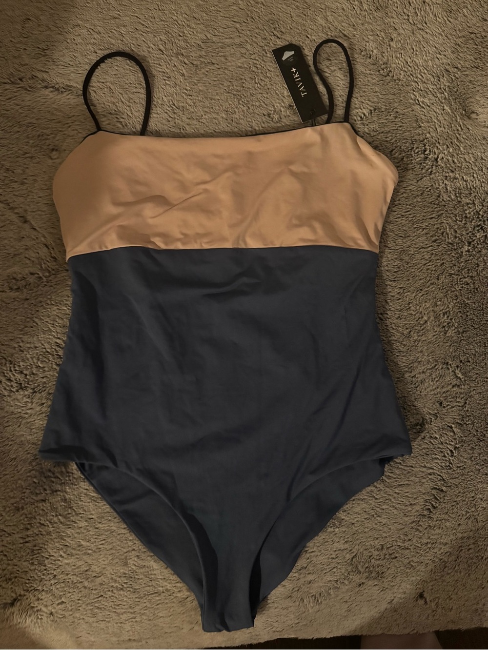 Tavik Tan/blue One-Piece Swimsuit with Black Trim
